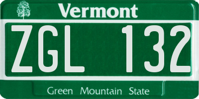 VT license plate ZGL132
