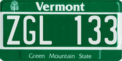 VT license plate ZGL133