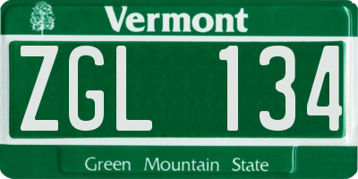 VT license plate ZGL134