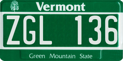 VT license plate ZGL136