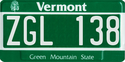 VT license plate ZGL138