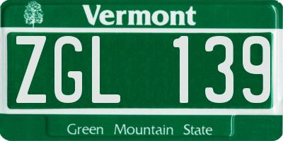 VT license plate ZGL139