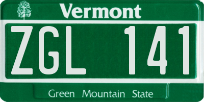 VT license plate ZGL141