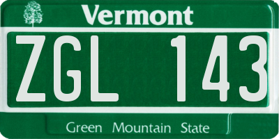 VT license plate ZGL143