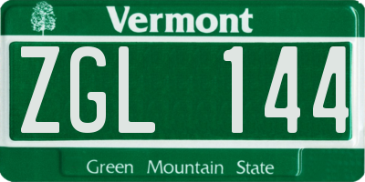 VT license plate ZGL144