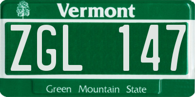 VT license plate ZGL147