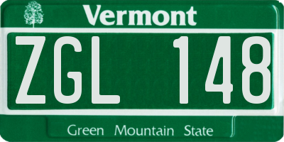 VT license plate ZGL148