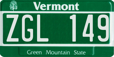 VT license plate ZGL149