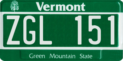 VT license plate ZGL151