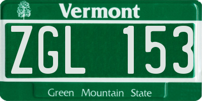 VT license plate ZGL153