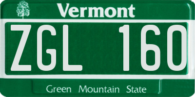 VT license plate ZGL160