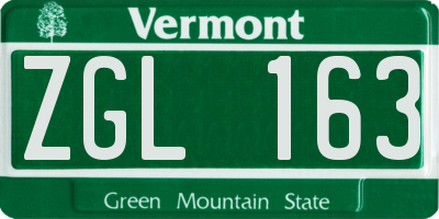 VT license plate ZGL163