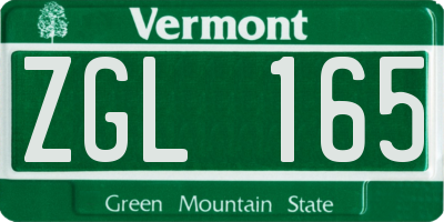 VT license plate ZGL165