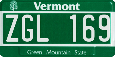 VT license plate ZGL169
