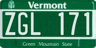 VT license plate ZGL171