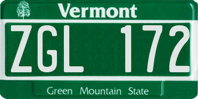 VT license plate ZGL172
