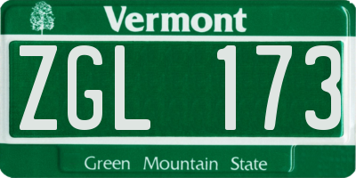 VT license plate ZGL173