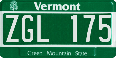 VT license plate ZGL175
