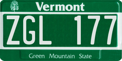 VT license plate ZGL177