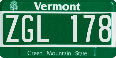 VT license plate ZGL178
