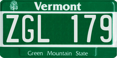 VT license plate ZGL179