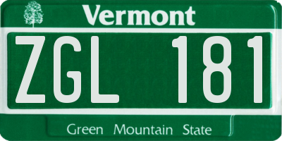 VT license plate ZGL181