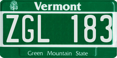 VT license plate ZGL183