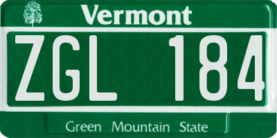 VT license plate ZGL184