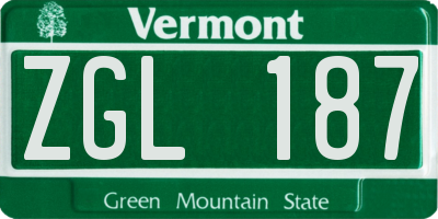 VT license plate ZGL187