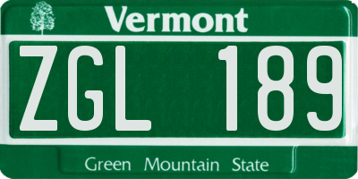 VT license plate ZGL189