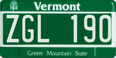 VT license plate ZGL190