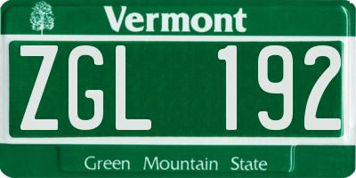 VT license plate ZGL192