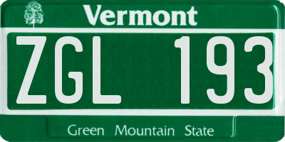 VT license plate ZGL193
