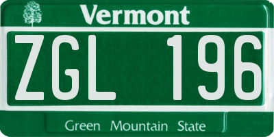 VT license plate ZGL196