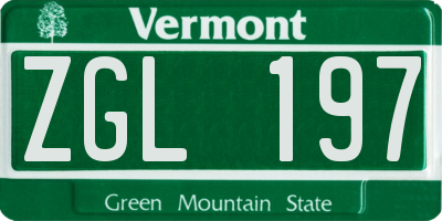VT license plate ZGL197