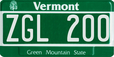 VT license plate ZGL200