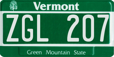 VT license plate ZGL207