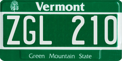 VT license plate ZGL210