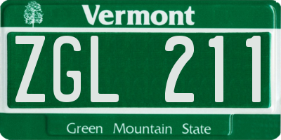 VT license plate ZGL211