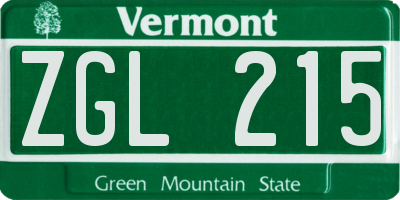 VT license plate ZGL215