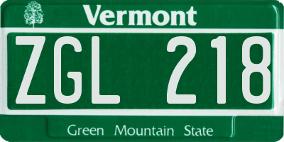 VT license plate ZGL218