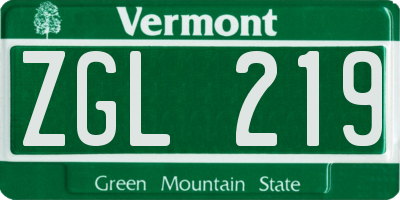VT license plate ZGL219