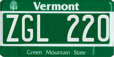 VT license plate ZGL220