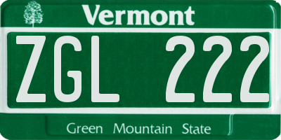 VT license plate ZGL222