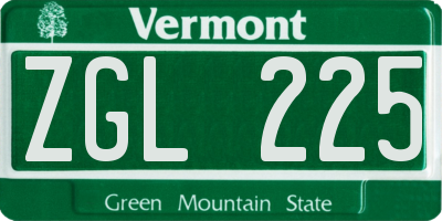 VT license plate ZGL225