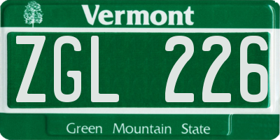 VT license plate ZGL226