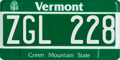 VT license plate ZGL228