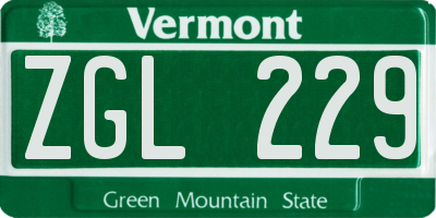 VT license plate ZGL229