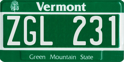 VT license plate ZGL231