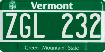 VT license plate ZGL232